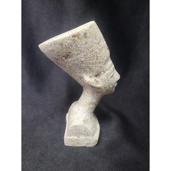 Ancient Egyptian Queen Nefertiti Bust Statue Heavy Granite Stone - Picture 6 of 13